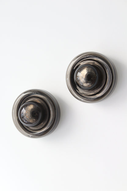 Paire d'appliques en verre fumé, années 1970