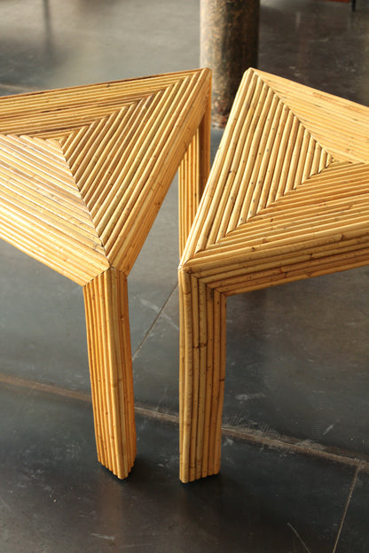 VIVAI DEL SUD - Pair of rattan side tables