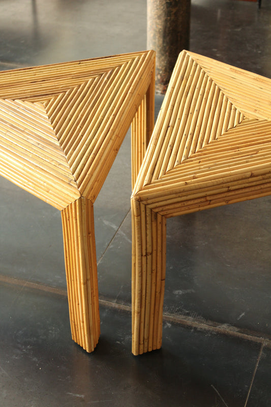 VIVAI DEL SUD - Pair of rattan side tables