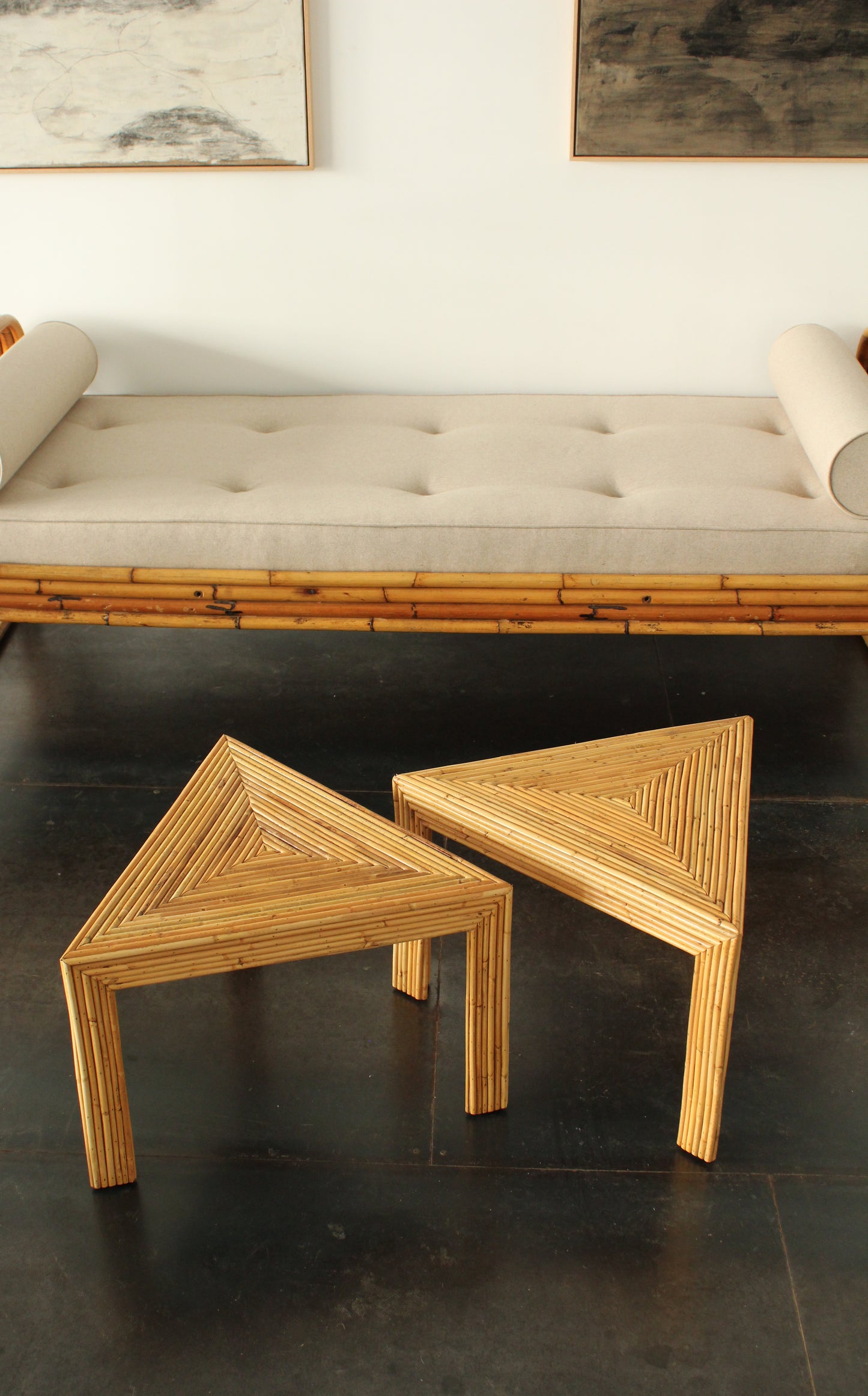 VIVAI DEL SUD - Pair of rattan side tables