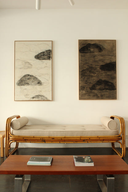 Three black clouds on a white background &amp; Three black clouds on a brown background