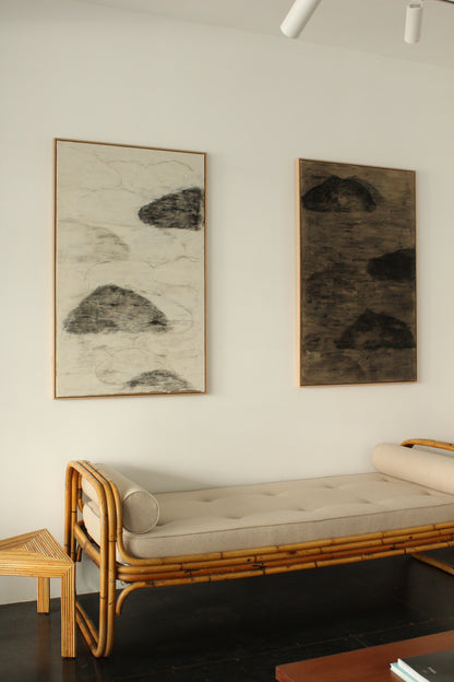 Three black clouds on a white background &amp; Three black clouds on a brown background